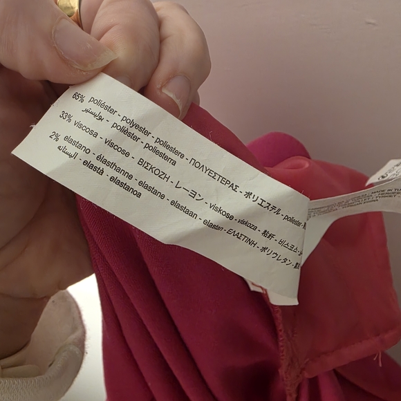 ZARA Hot Pink Berry Wide Leg Trouser Pants Size Large High Waist - Picture 8 of 8